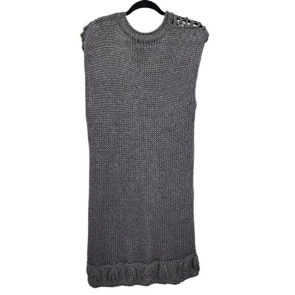 Chico's Womens 2 Cardigan Longline Knit Metallic Sleeveless Medieval Duster - Picture 8 of 12